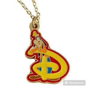 Vintage Disney Goofy Necklace 18" Fab 5 Dog Disneyana Signed Charm Gold Plated